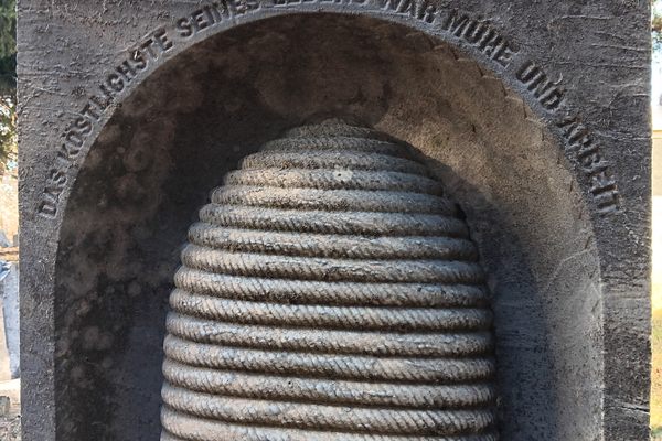 The beehive carving.
