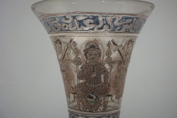 The 13th-century Palmer Cup, in the British museum, is decorated with a line of Kushajim's poetry about wine.