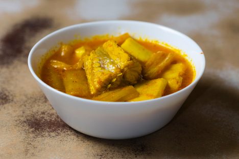 This tart, thin, turmeric-tinted broth packs a real punch.