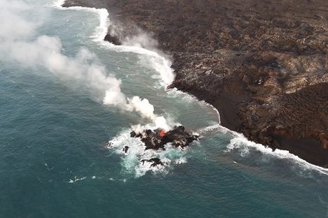 Lava quickly connected the island to the mainland.