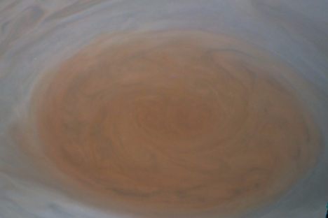 Raw image of the Great Red Spot on Jupiter.