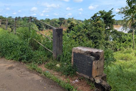 View of the marker by the road.