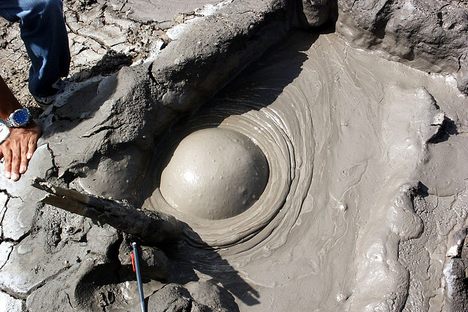 Detail of the active vent of a mud volcano at Piparo, Trinidad and Tobago