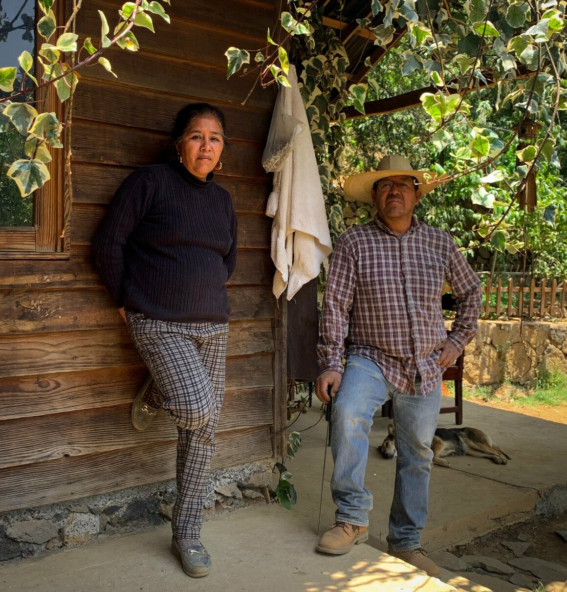 Adelaida Cucué Rivera, Doña Adela to her friends and family, and her husband at their ranch in Cherán. Rivera helped fight off illegal logging cartels that moved into her community.