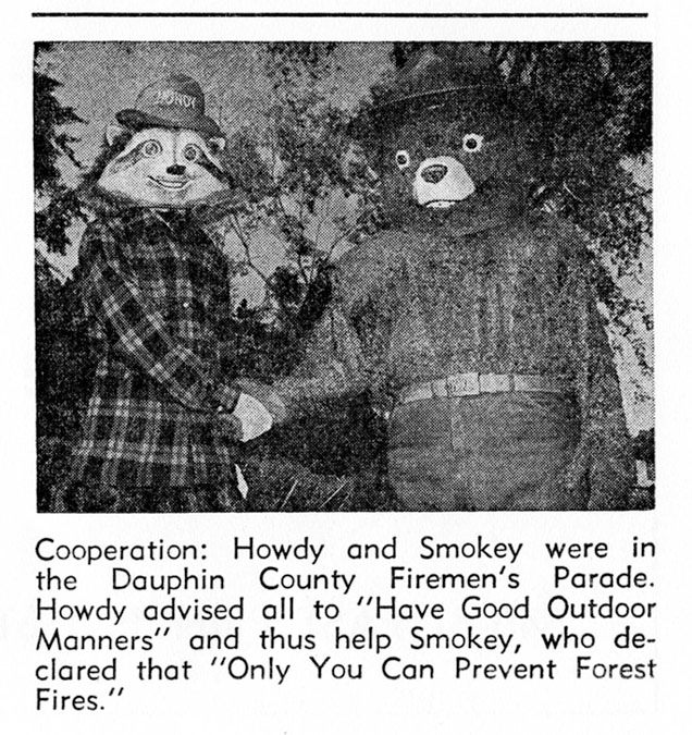 Some Howdy/Smokey cross-promotion, at the 1964 Dauphin County Firemen's Parade.