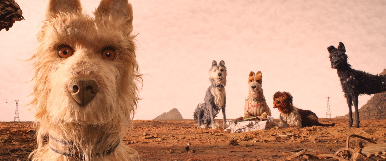 The heroes of <em>Isle of Dogs</em>, standing on Trash Island. 