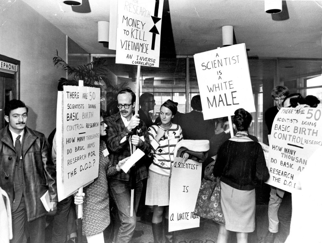 Protesters at the American Association for the Advancement of Science meeting in 1969. 