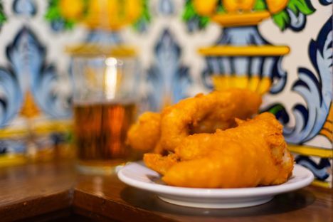 A light, airy batter encases the moist pieces of salt cod.