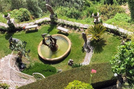 Looking down at the garden from the very top of the mountain. 