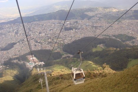 A Teleférico cable car hovers over Quito.