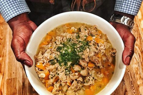 A bowl of chitlins.