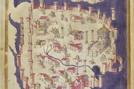 A map of Constantinople in the 15th century.