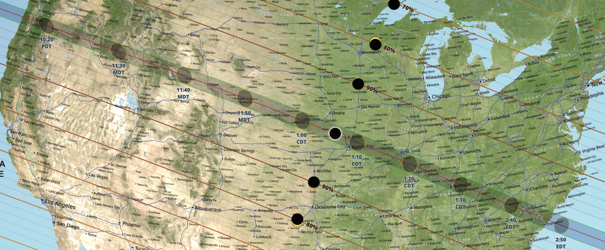 The path of totality will split the country in two. That's totally not a metaphor.
