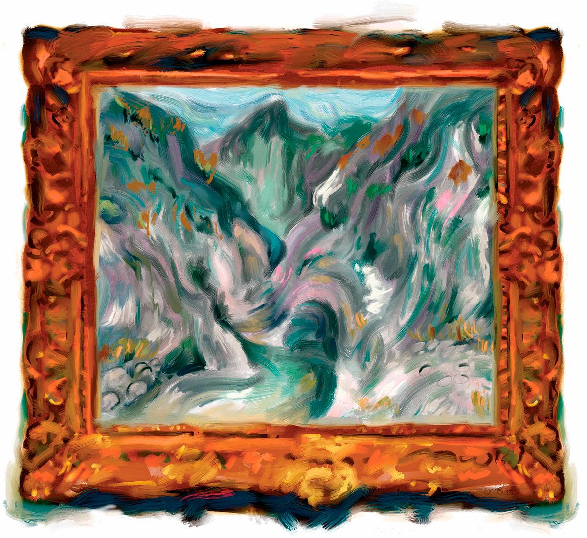 The author's rendering of Vincent Van Gogh's hidden masterpiece, <em>Ravine</em>.