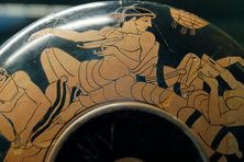 Athenaeus described various kinds of Greek drinking vessels, like the deep, rounded skyphos and wide, flat kylix.