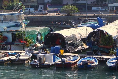 Row of boat dwellings