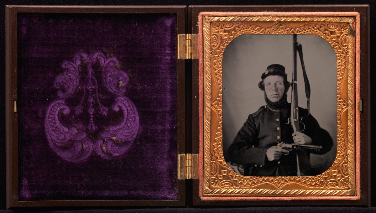 At Camp Nelson, archaeologists found evidence that soldiers applied hair dye or oil before sitting for a portrait. (No word on whether this unnamed Union soldier, photographed by an unknown photographer at an unknown location, used dye to make his hair pop.)