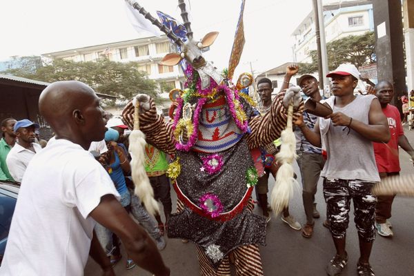 A traditional Liberian Christmas masquerade in the streets of Monrovia in 2015.