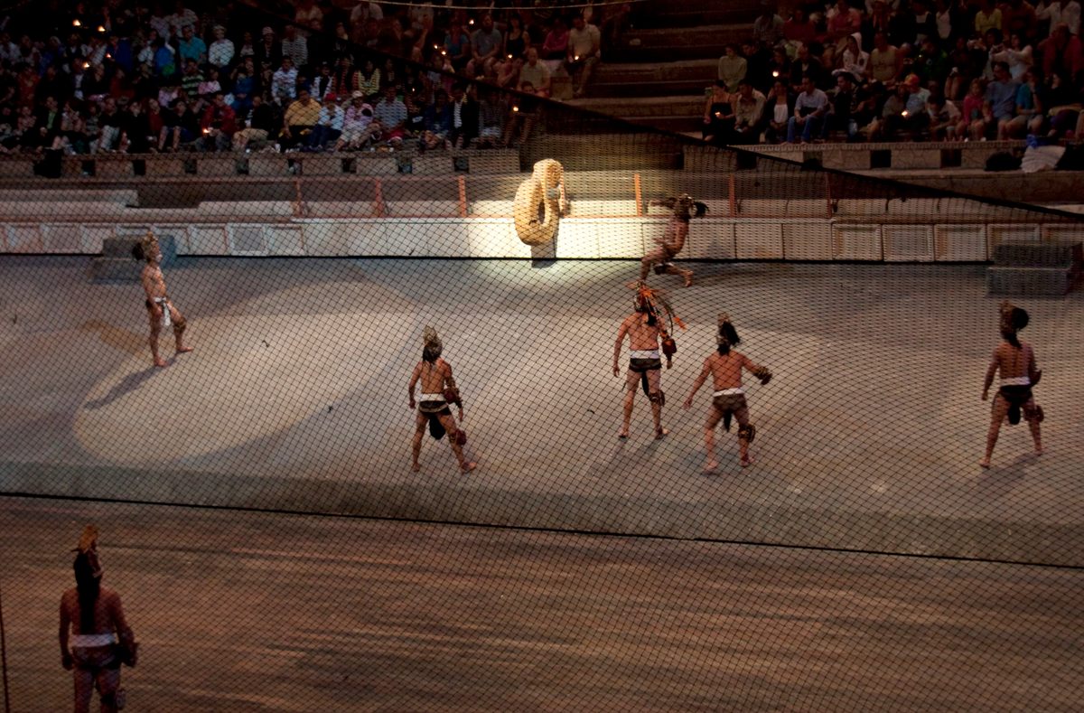 Modern iterations of the Mesoamerican game are a bit tamer, with lower hoops, but still physically taxing.