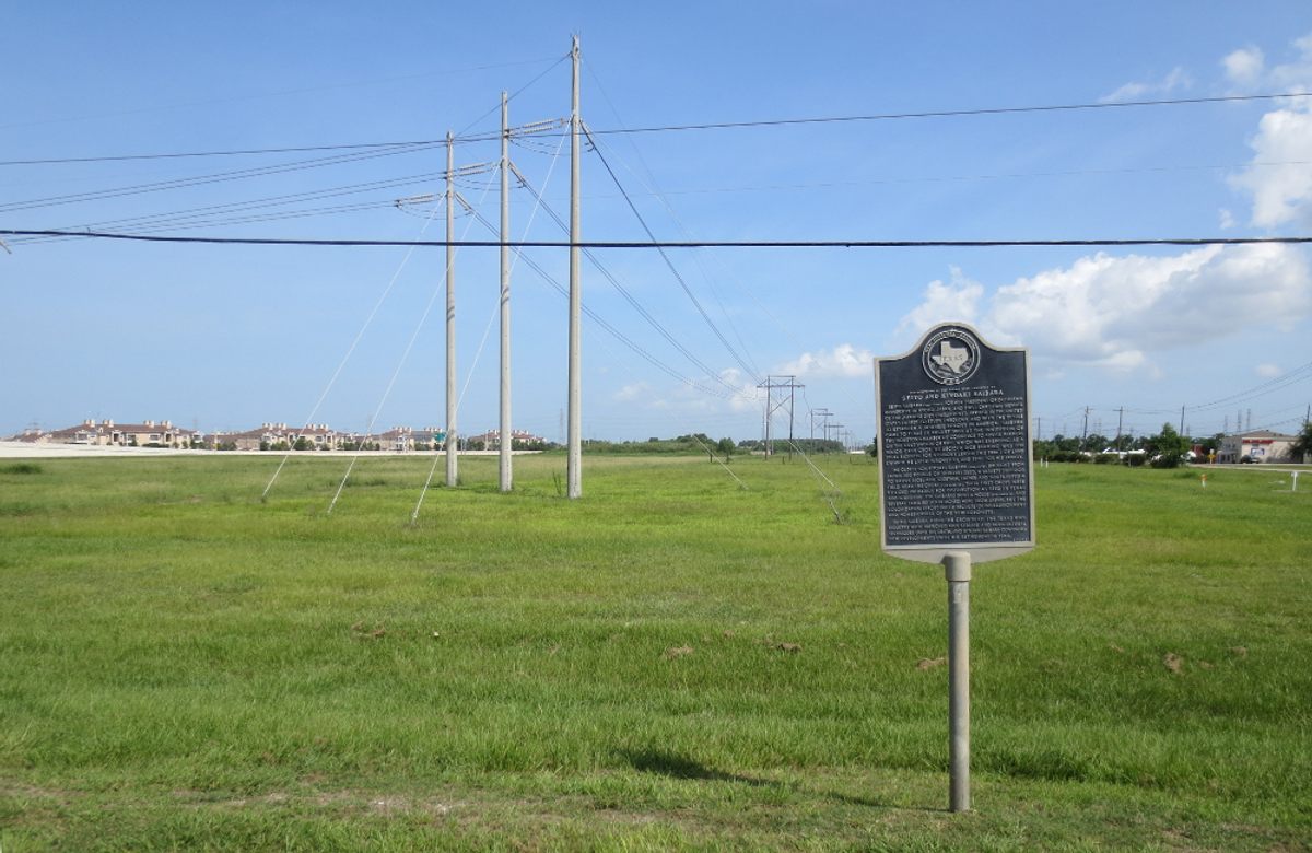 A plaque now marks the spot where Saibara's rice fields once almost changed Texas agriculture.
