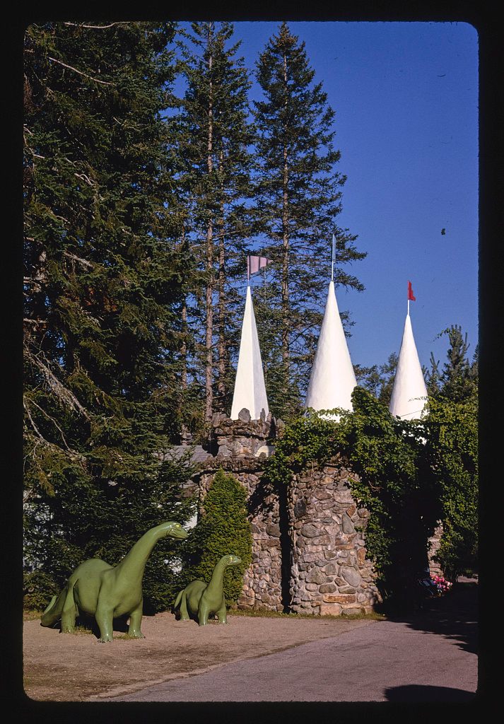 <em>Dinosaur by castle, Santa's Village, Route 2</em>, New Hampshire, 1996. 