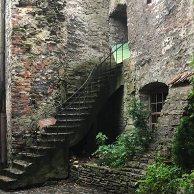 The staircase is the entrance to the main monastery.