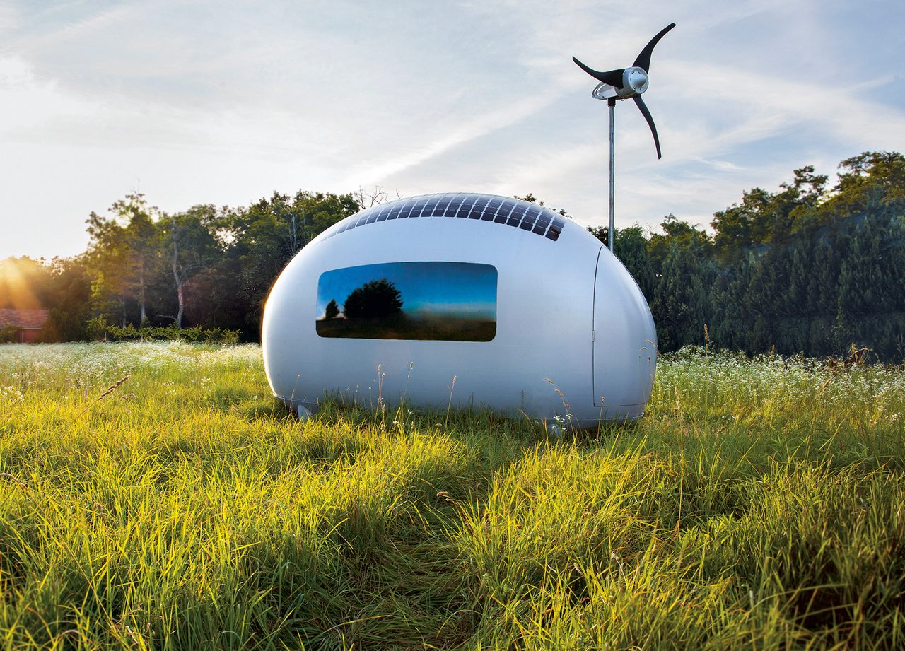 The Ecocapsule can accommodate two people and runs on solar and wind power. (Nice Architects, Slovakia, 2008)