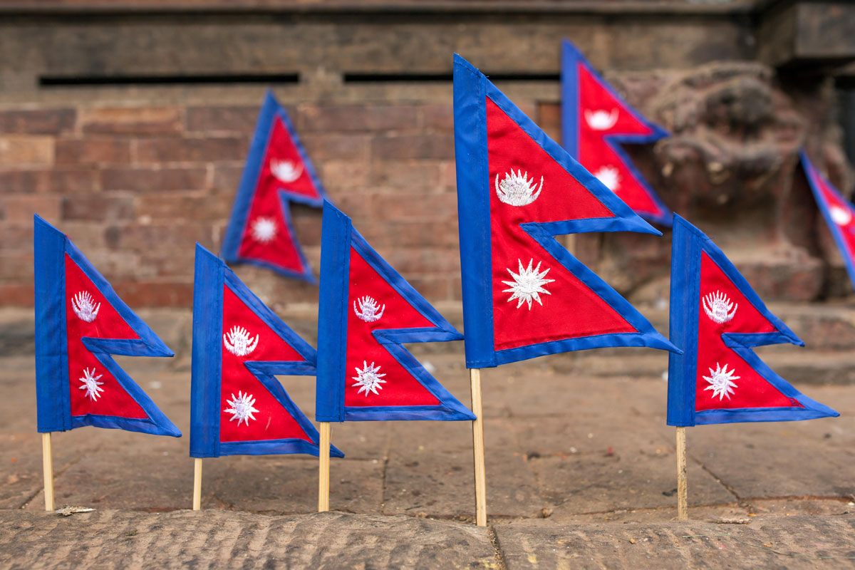 Flags for sale in Kathmandu, Nepal.