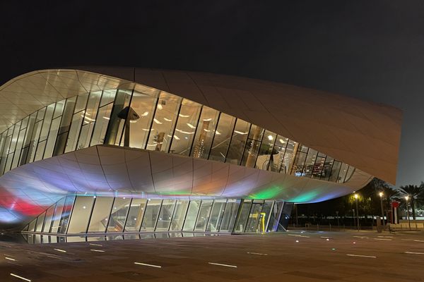 The museum, designed to look like a manuscript.