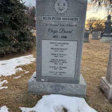 The front of the headstone marking the grave location.