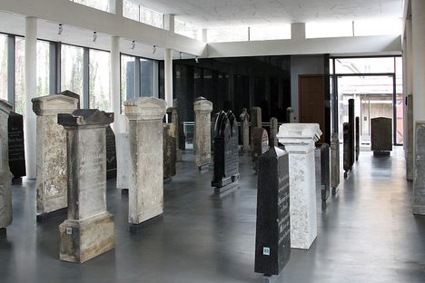 Tombstones at the lapidarium of the Schönhauser Allee Cemetery.