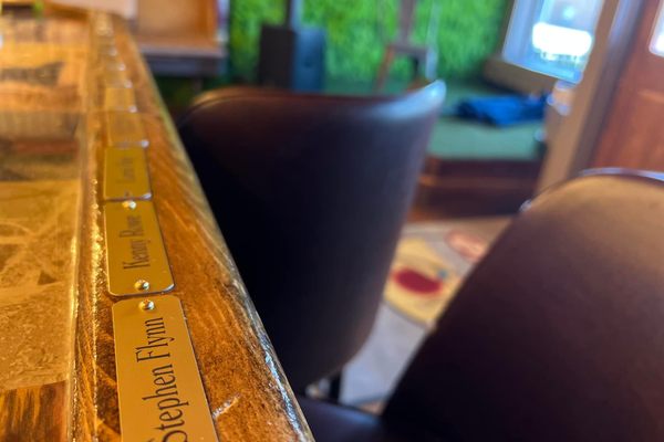 Names on the bartop.