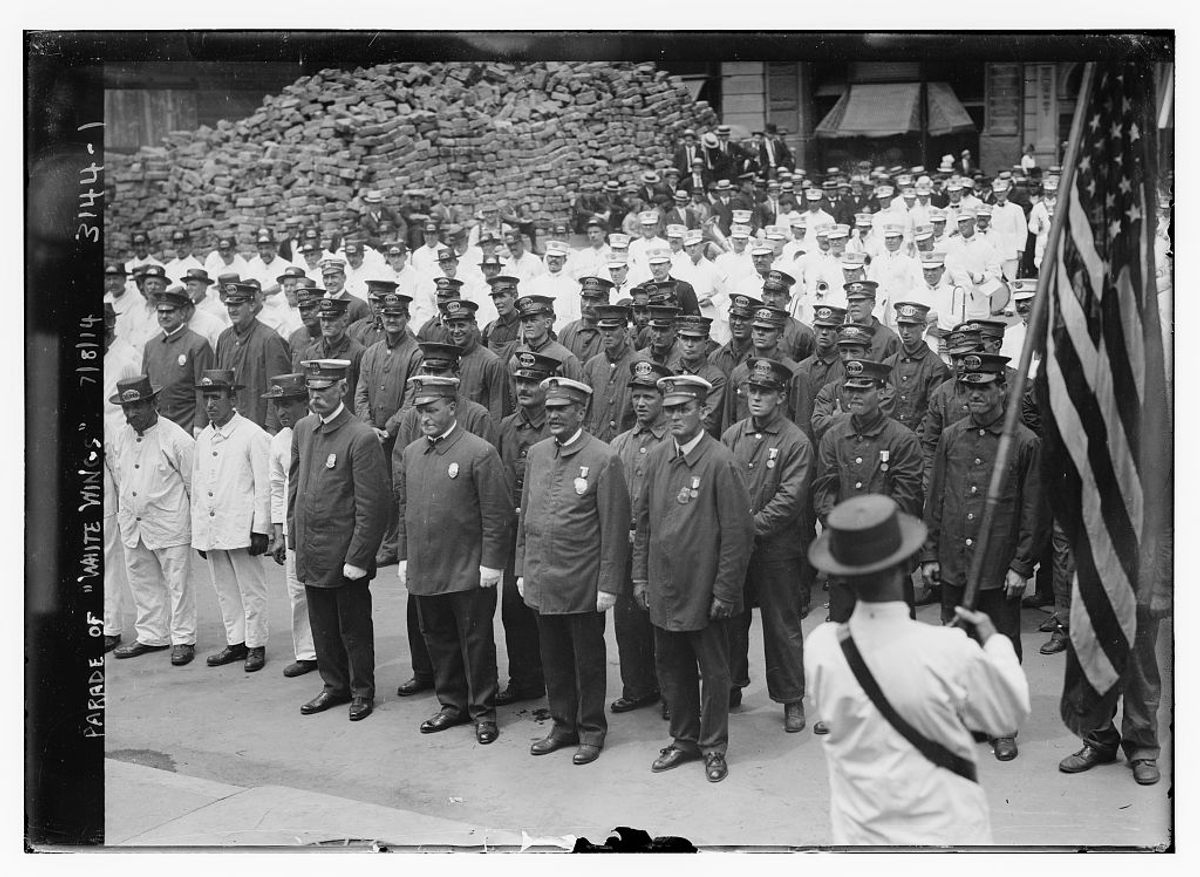 The sanitation workers were known as "White Wings" due to their uniforms.