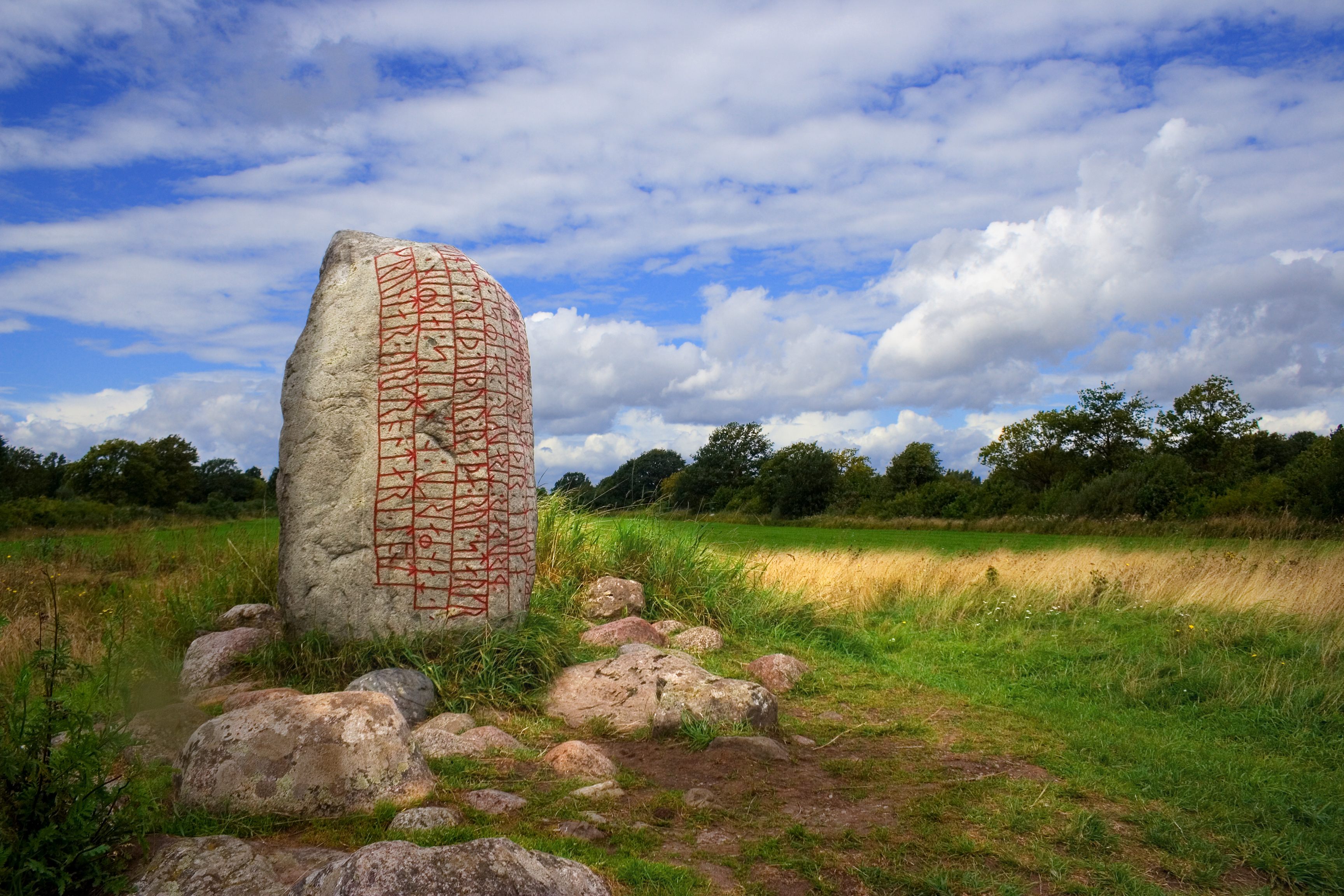 The Karlevi runestone on the island of Öland in Sweden is partially written in verse and commemorates a great warrior. 