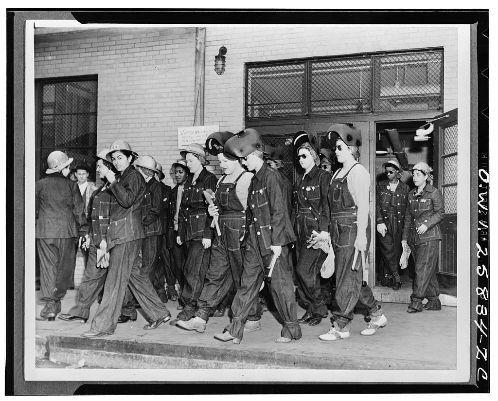 Anne Moses dressed similarly to these women welders, hired during WWII.