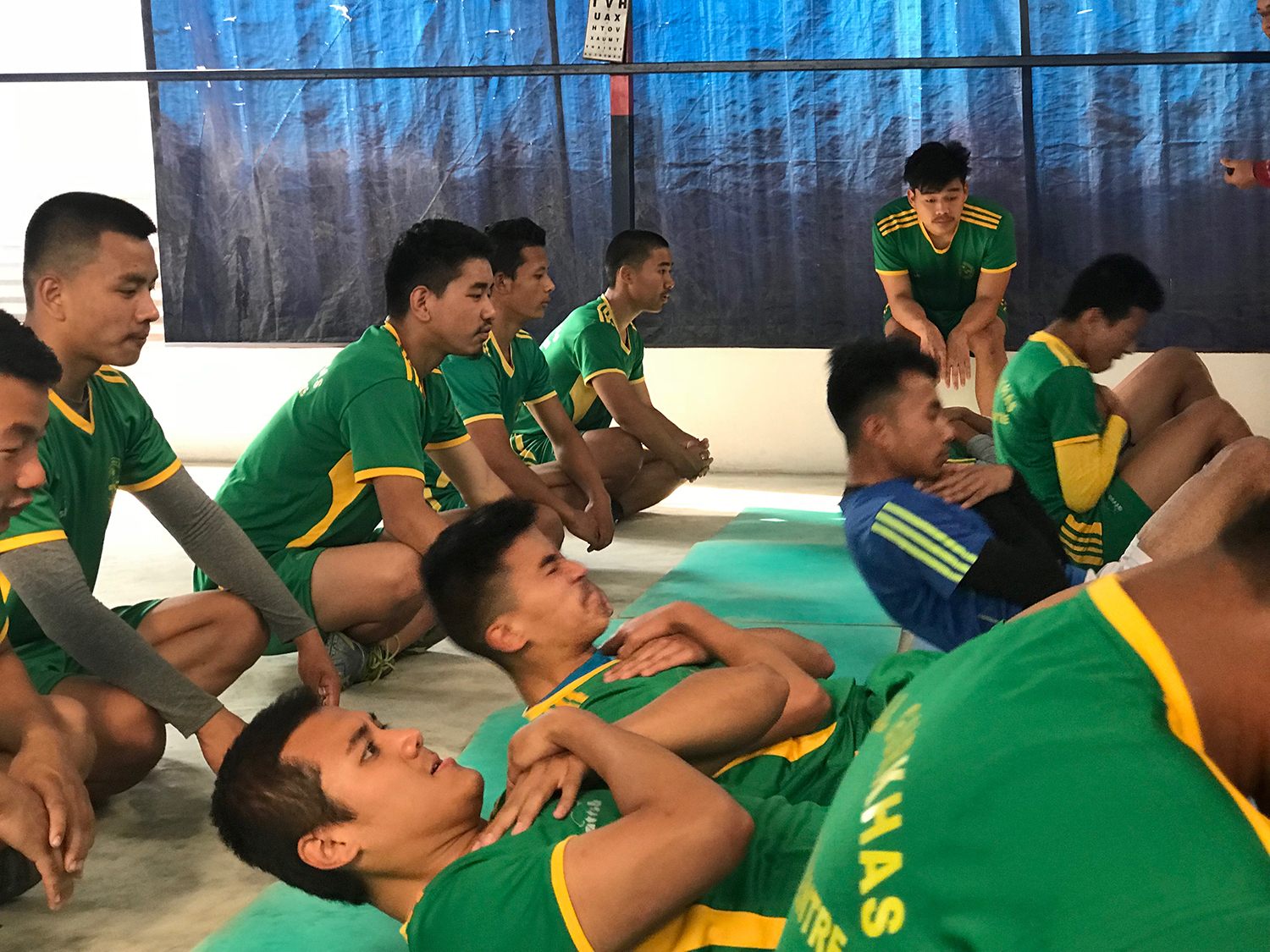 Morning training at Royal Gurkhas Training Centre in Kathmandu, Nepal.