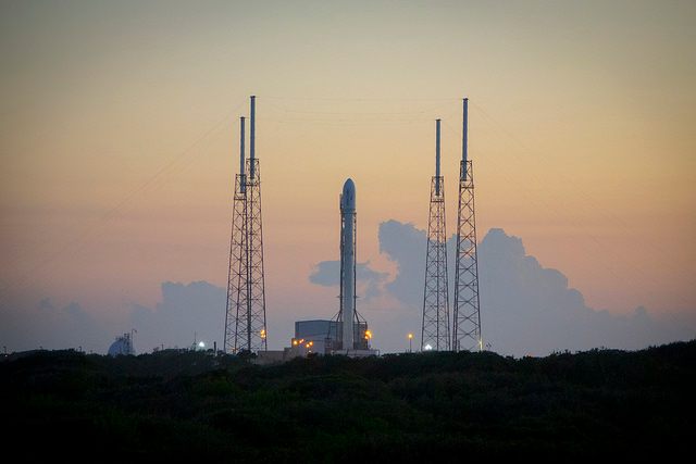 Falcon 9 awaits takeoff.