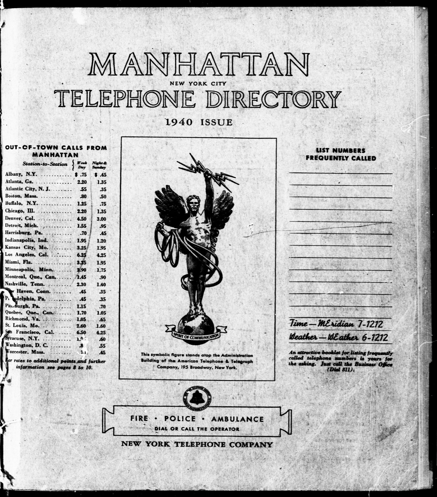 A Manhattan Telephone Directory from 1940.