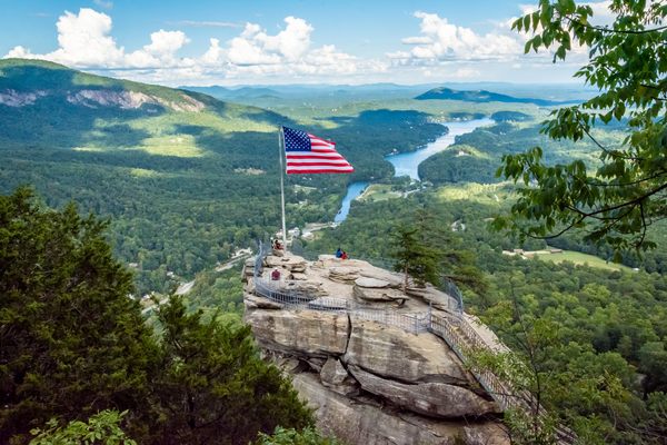 Chimney Rock in the summer.