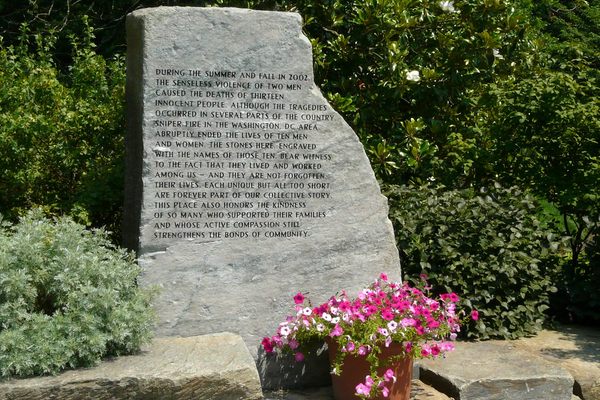 Beltway sniper victims memorial at Brookside Gardens