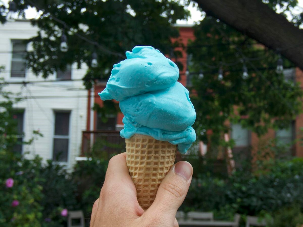 The brilliantly hued Blue Moon ice cream.