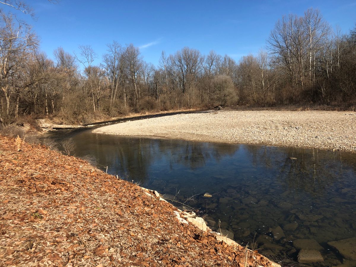 Local spelunkers have looked for caves near Elk Creek, which cuts a rocky path through southwestern Ohio.