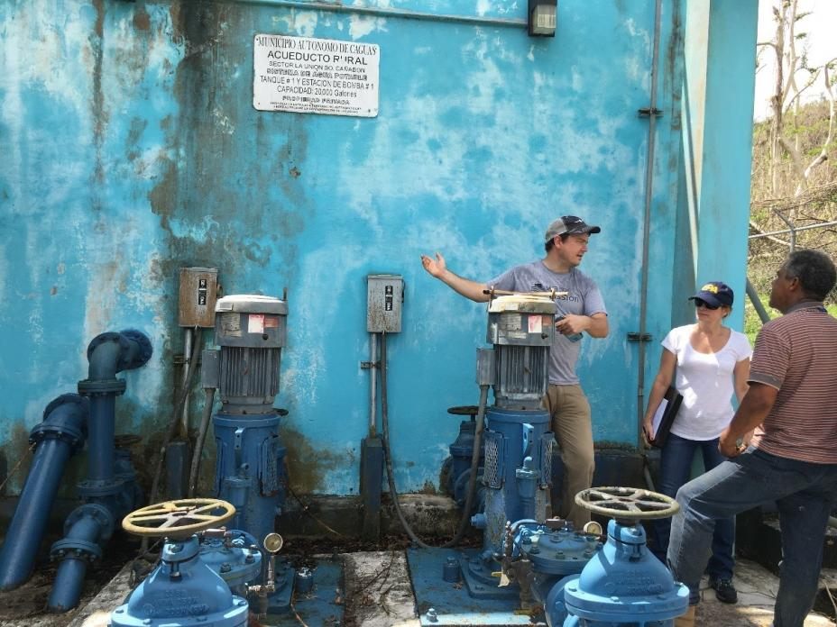 Evaluating a water source in the wake of Hurricane Maria.