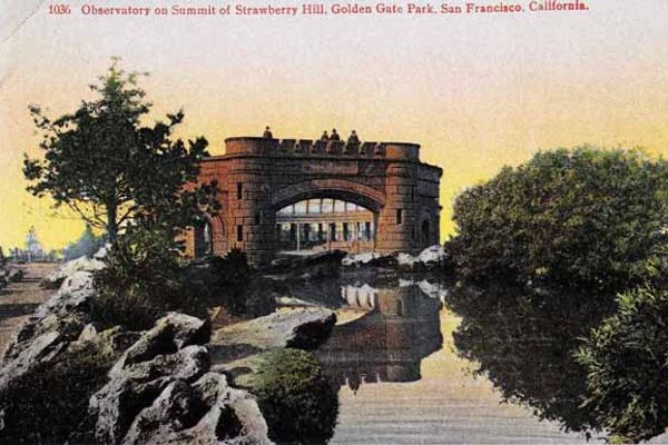 Vintage postcard showing Sweeney Observatory atop Strawberry Hill