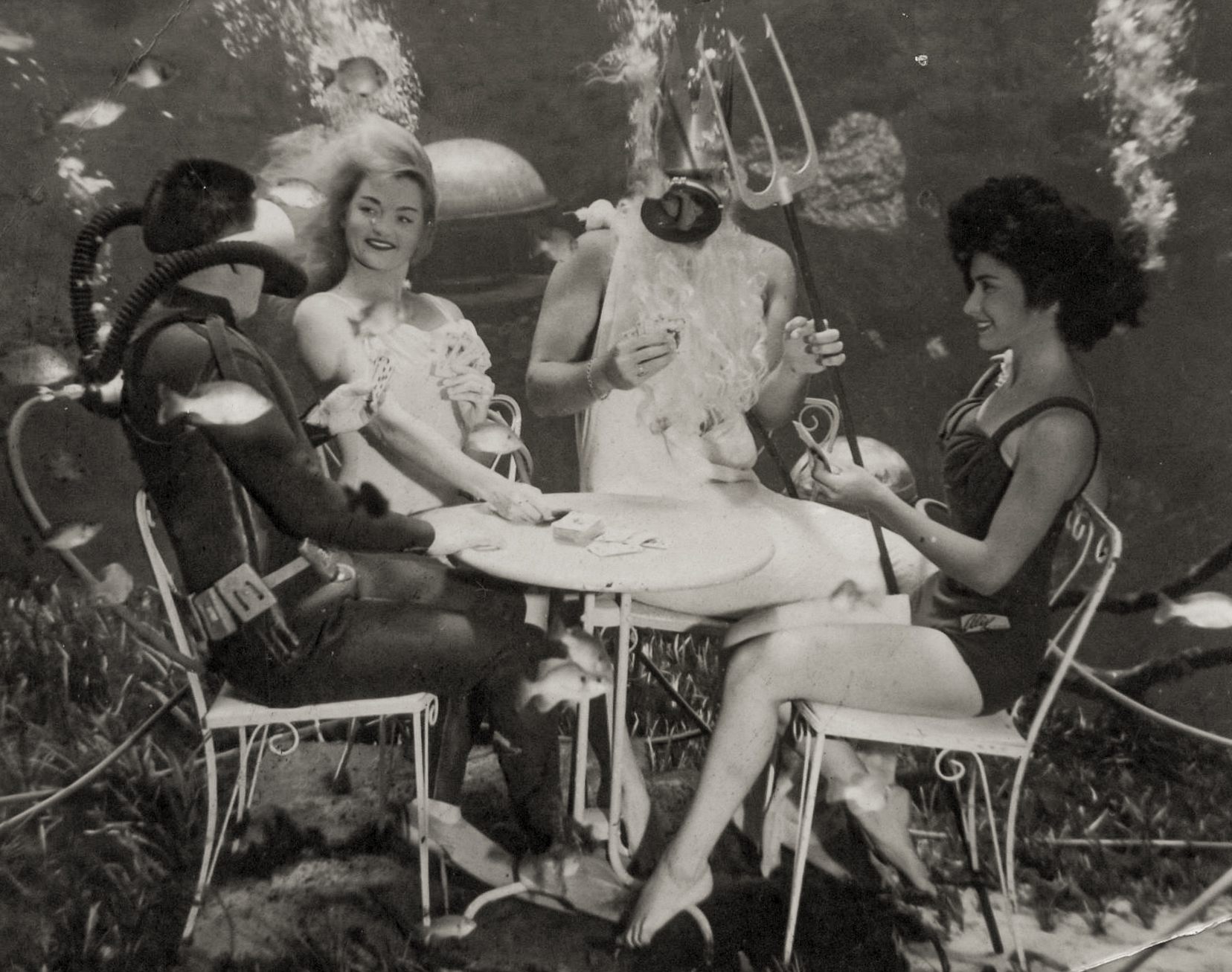 Through the 1950s, shows featured increasingly elaborate scenes, like this card game from 1958.