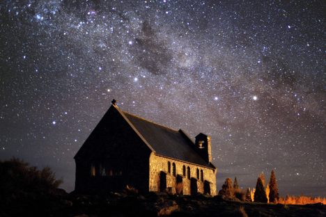 Church of the Good Shepherd at night.