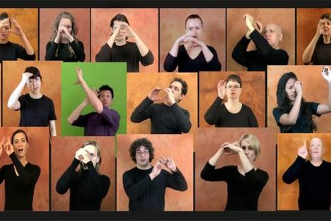 The word "astronomy" in 22 different sign languages.