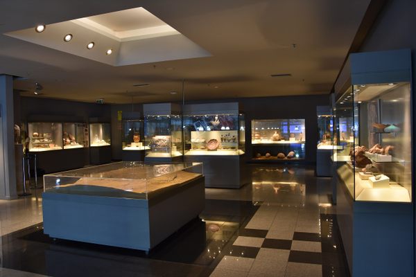 Archaeology exhibit inside the Athens airport