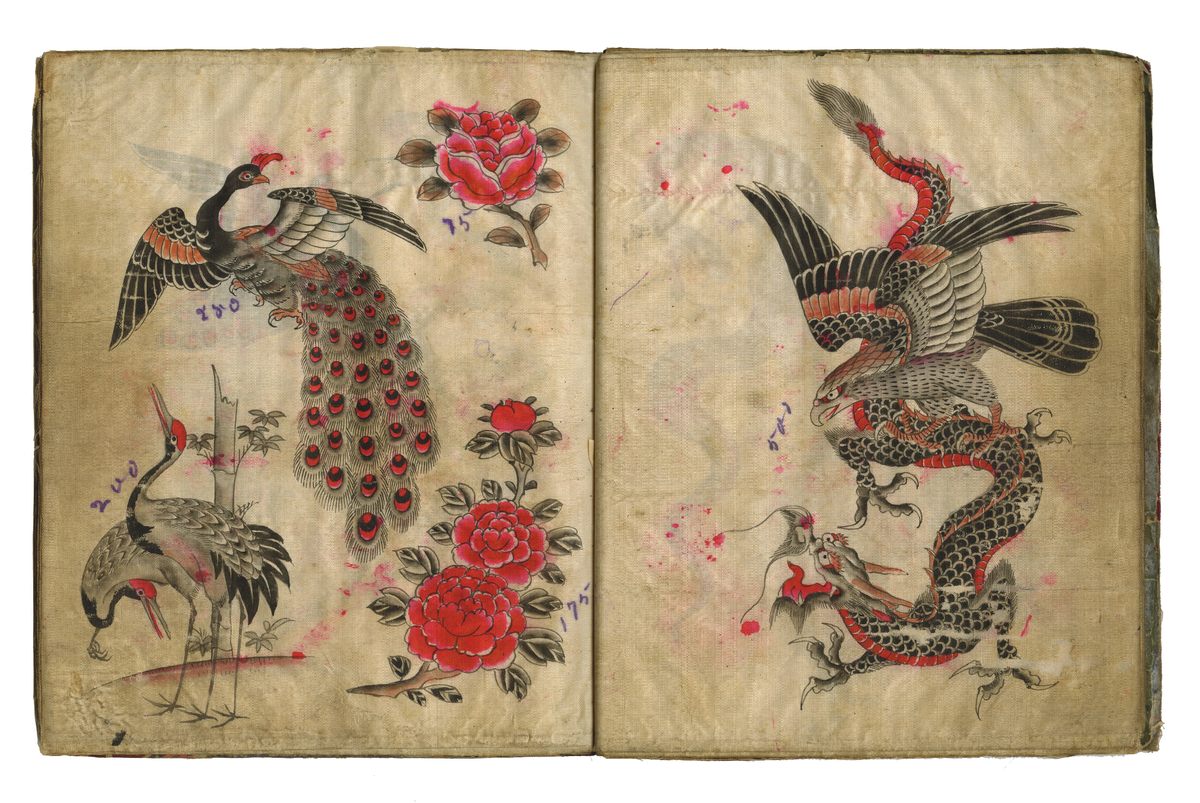 Japanese tattoo designs that turned up in a book in Arkansas, ca. 1900.
