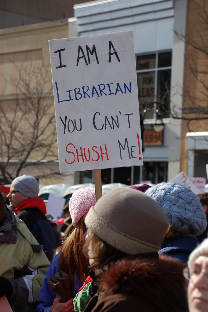 Librarians at a protest in Madison, Wisconsin, 2011. 